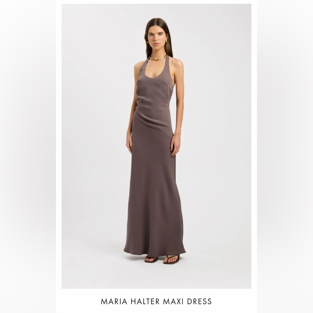 Kookai Maria Halter Maxi Dress in Taupe